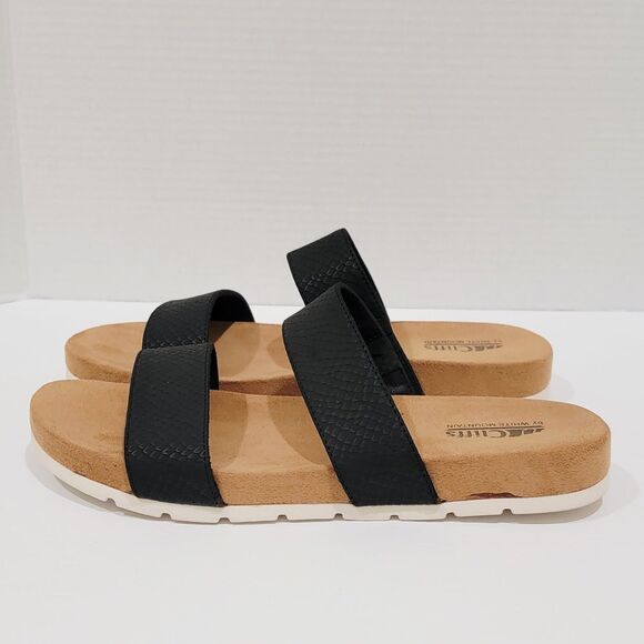Cliffs By White Mountain Sandals Womens 9.5 Tahlie Two Strap Slip On Slide Black - Picture 6 of 12